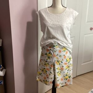 Floral Women's Bermuda Shorts and White blouse